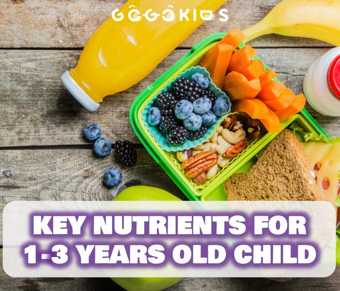 Key nutrients for a 1 to 3 year old child