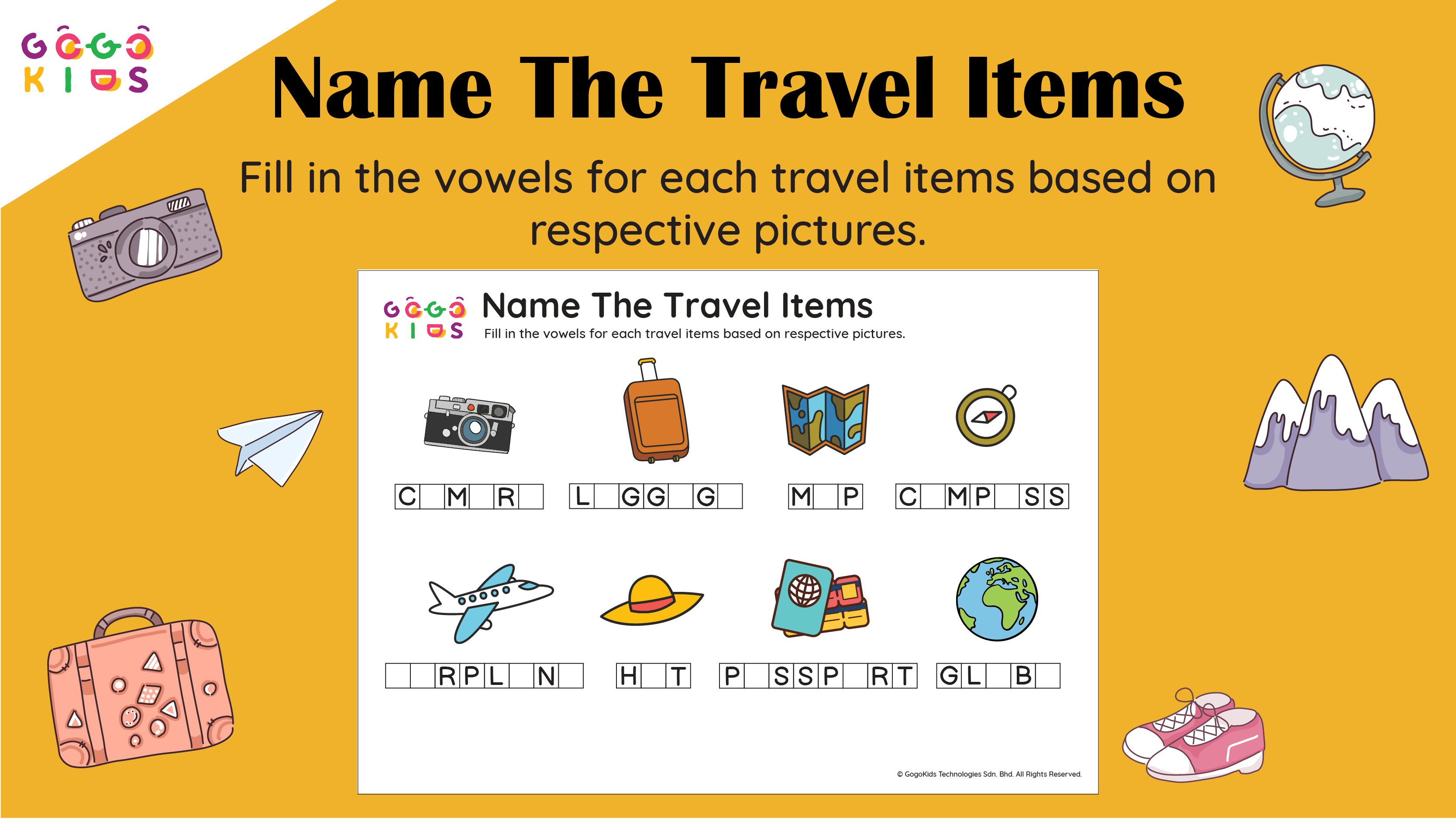 Words and Numbers: Name The Travel Items